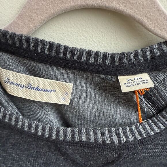 NWT $118 Tommy Bahama Gray Crewneck Raglan Pullover Sweater Long Sleeve Size XL - Picture 4 of 6